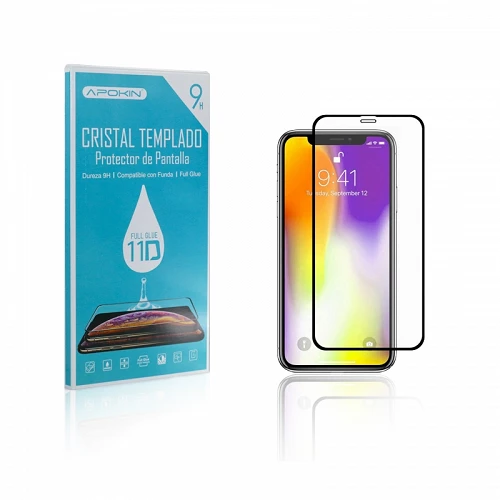 Cristal templado Full Glue 11D Premium iPhone 13/13 Pro Protector de Pantalla Curvo Negro - Imagen 2