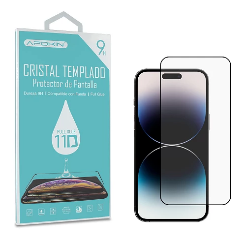 Cristal templado Full Glue 11D Premium iPhone 12 / 12 Pro 6.1" Protector de Pantalla Curvo Negro