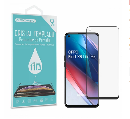 Cristal templado Full Glue 11D Premium Oppo Find X3 Lite Protector de Pantalla Curvo Negro