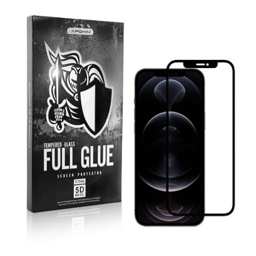 Cristal templado Full Glue 5D IPhone 12 / 12 Pro 6.1" Protector de Pantalla Curvo Negro