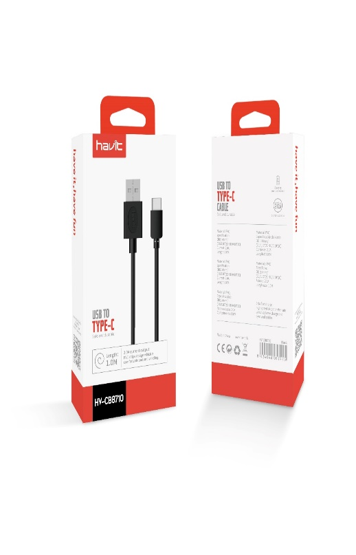 Cable Tipo C 1m 2.0A HV-CB8710 Negro