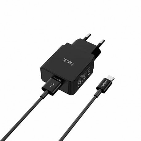 Cargador USB Quickcharge 3.0 5V 3.0A Con Cable Tipo C HV-ST825 Negro / Blanco - Imagen 2
