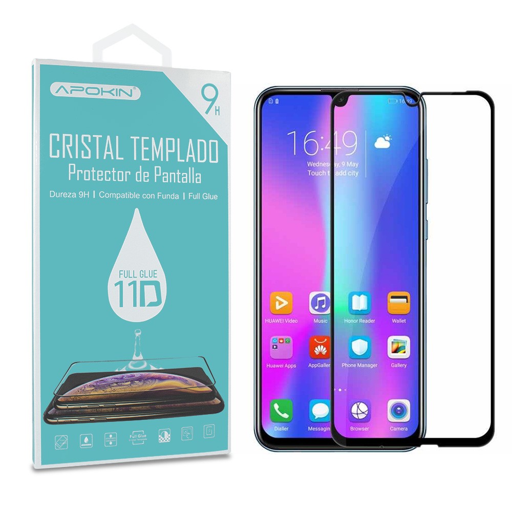Cristal templado Full Glue 11D Premium Huawei Honor X7 Protector de Pantalla Curvo Negro