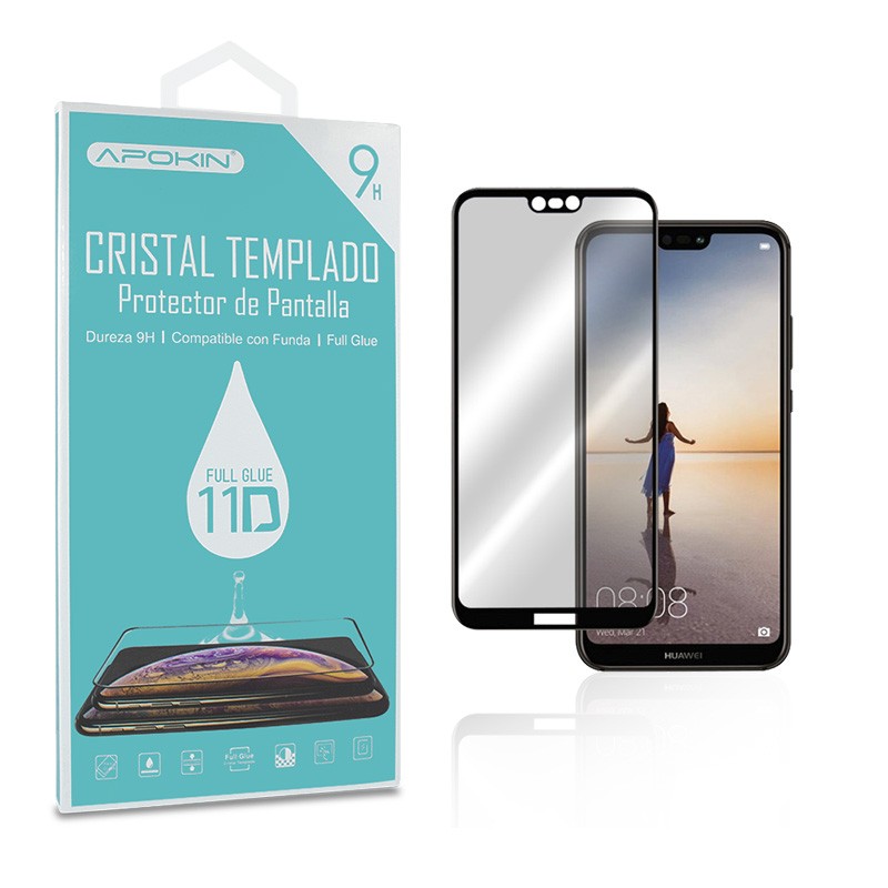 Cristal templado Full Glue 11D Premium Huawei P20 Lite Protector de Pantalla Curvo Negro
