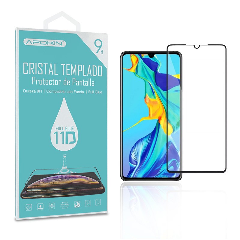 Cristal templado Full Glue 11D Premium Huawei P30 Protector de Pantalla Curvo Negro