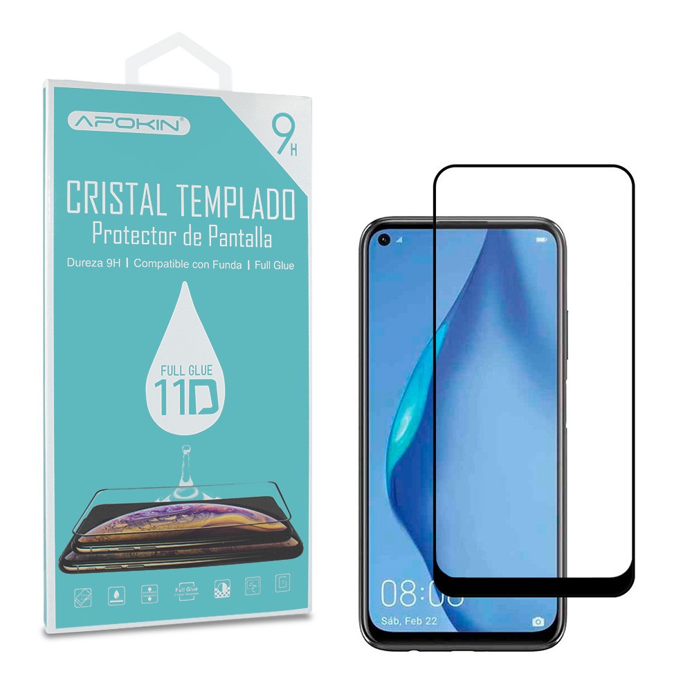 Cristal templado Full Glue 11D Premium Huawei P40 Lite/Y7P Protector de Pantalla Curvo Negro