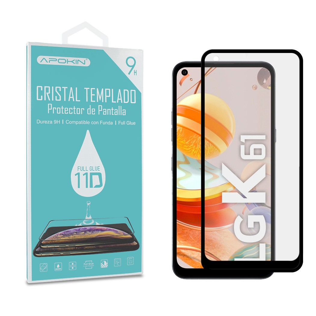 Cristal templado Full Glue 11D Premium LG K61 Protector de Pantalla Curvo Negro