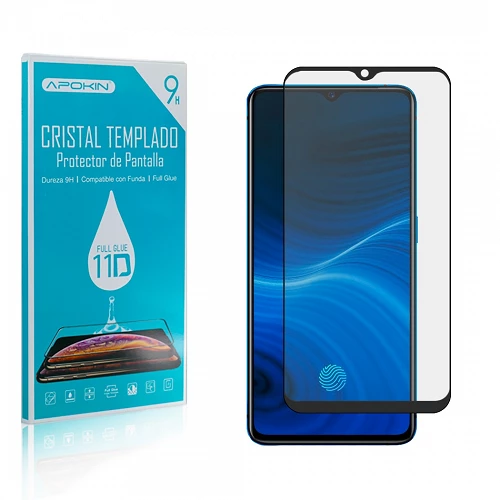Cristal templado Full Glue 11D Premium Realme X2 Lite Protector de Pantalla Curvo Negro