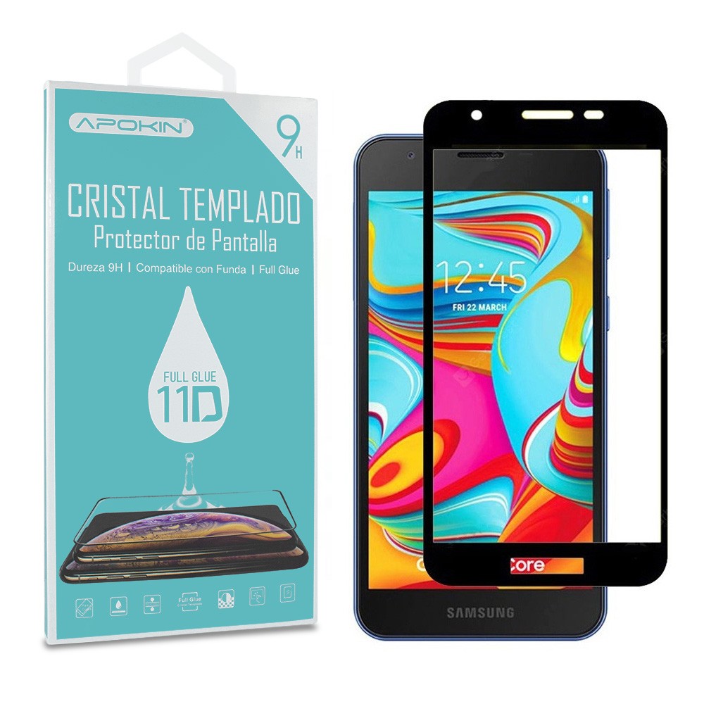Cristal templado Full Glue 11D Premium Samsung Galaxy A2 Core Protector de Pantalla Curvo Negro