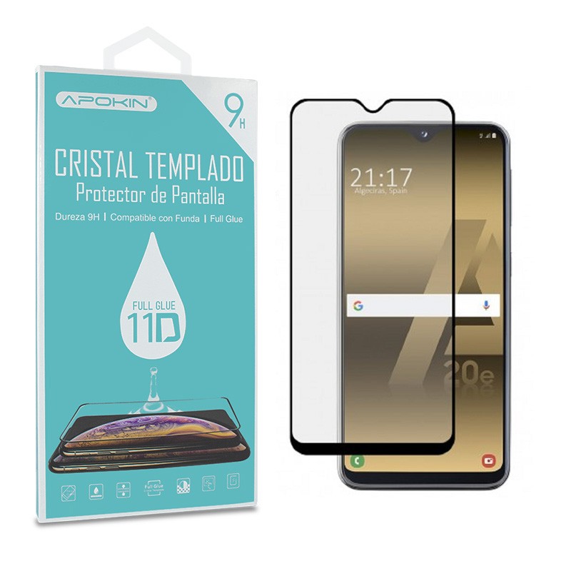 Cristal templado Full Glue 11D Premium Samsung Galaxy A20E Protector de Pantalla Curvo Negro