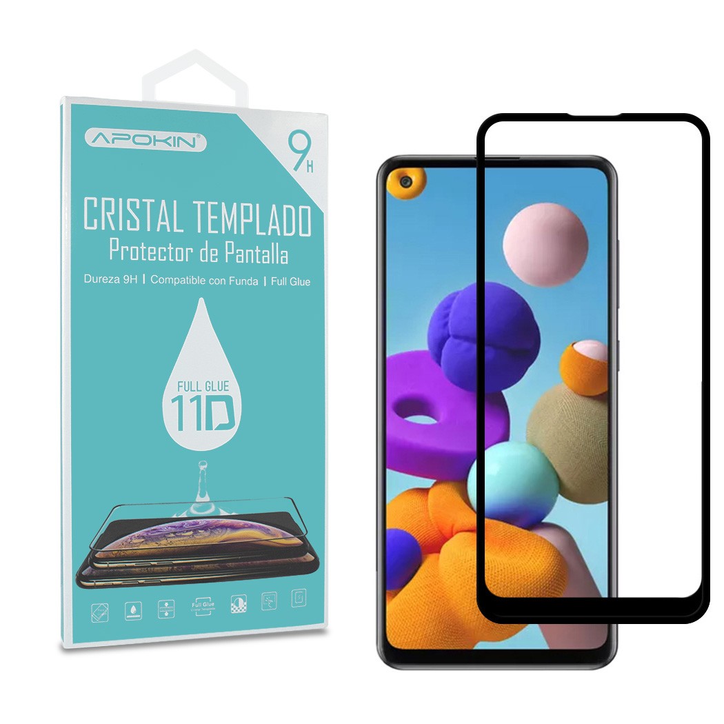 Cristal templado Full Glue 11D Premium Samsung Galaxy A22-4G/A31/A32-4G/Y6P Protector de Pantalla Curvo Negro