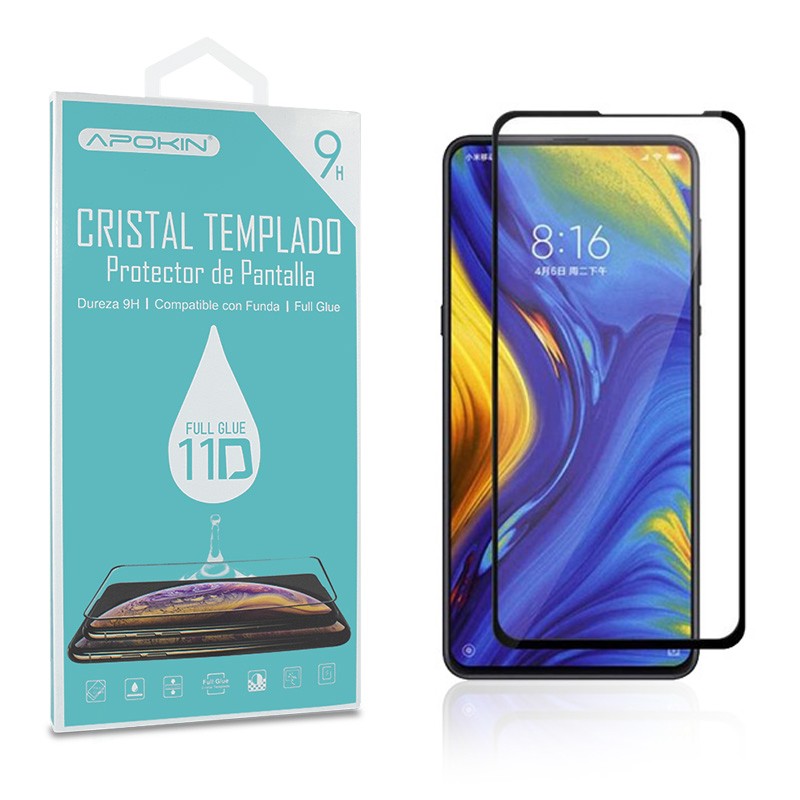 Cristal templado Full Glue 11D Premium Xiaomi Mi Mix 3 Protector de Pantalla Curvo Negro