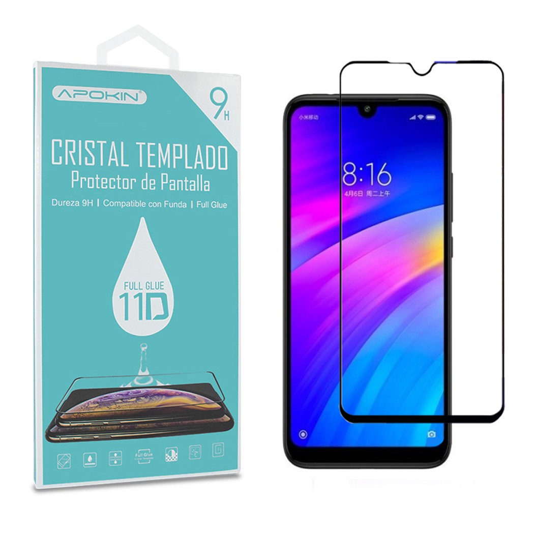 Cristal templado Full Glue 11D Premium Xiaomi Redmi 7 Protector de Pantalla Curvo Negro