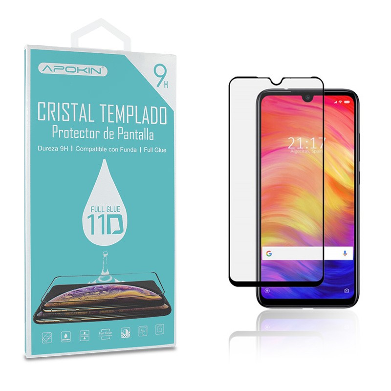 Cristal templado Full Glue 11D Premium Xiaomi Redmi Note 7 Protector de Pantalla Curvo Negro