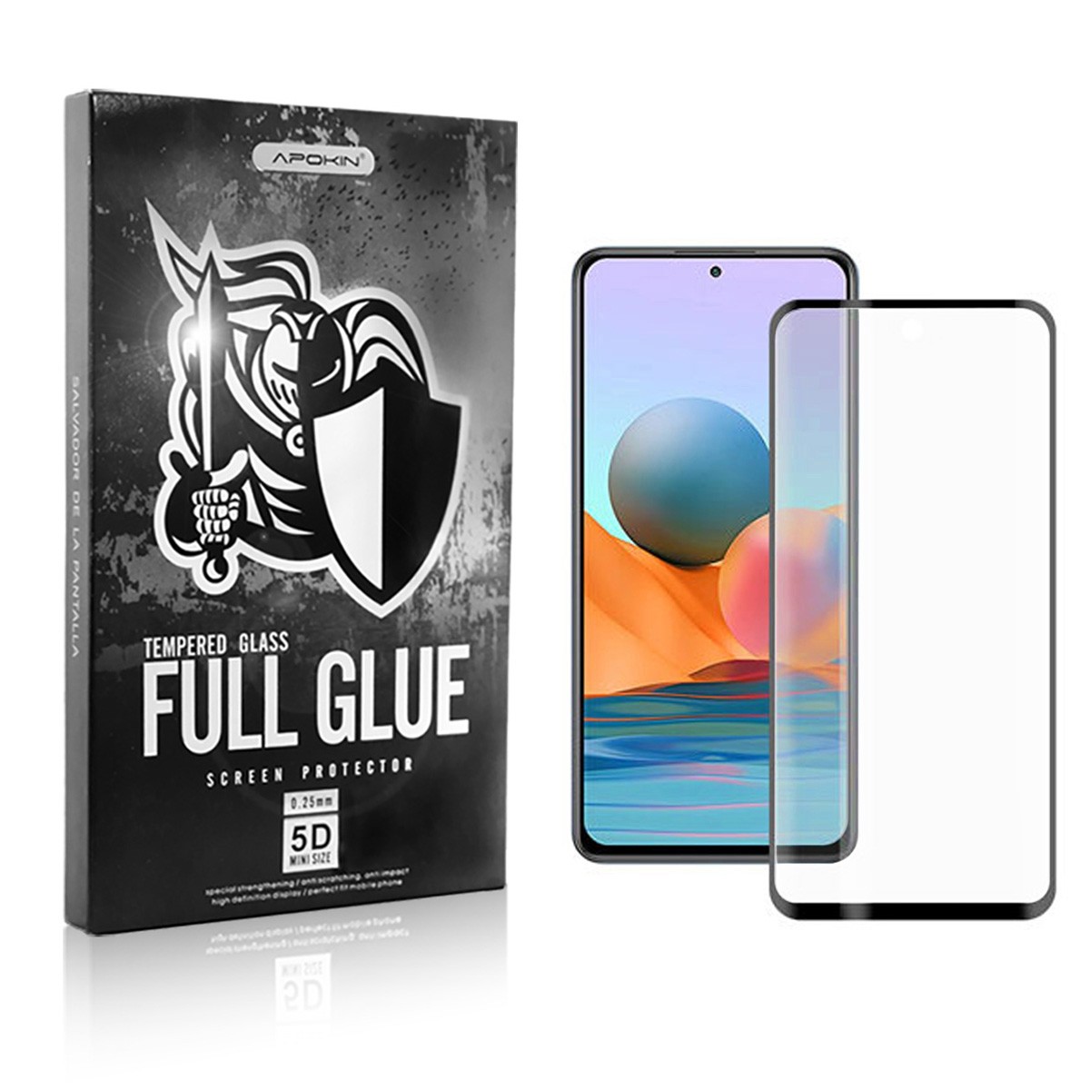 Cristal templado Full Glue 5D Xiaomi Redmi Note 10 Pro Protector de Pantalla Curvo Negro